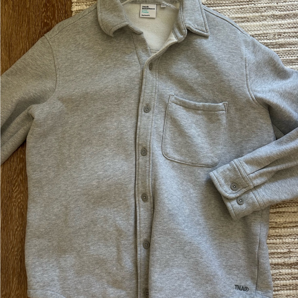 Aritzia TNA fleece boyfriend button down sweater jacket - Picture 4 of 4